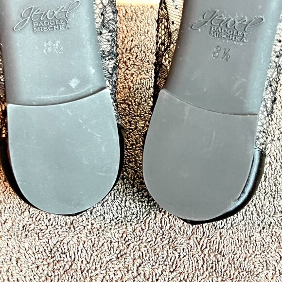 Jewel Badgley Mischka Womens Size 8.5 Black Lace Jeweled‎ Point Toe Flats Shoes - Picture 12 of 14